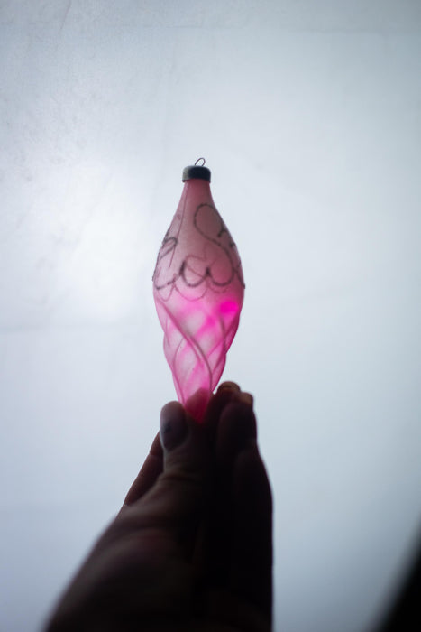 Candy Glass Icicle Christmas Ornaments, Vintage Set of 7