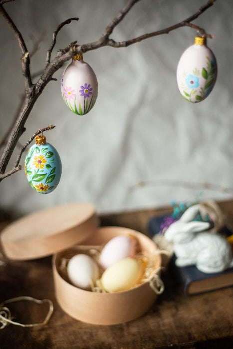 Hand Painted Easter Eggs | Spring Flower Decor & Glass Egg Ornaments - Easter Gift Ideas