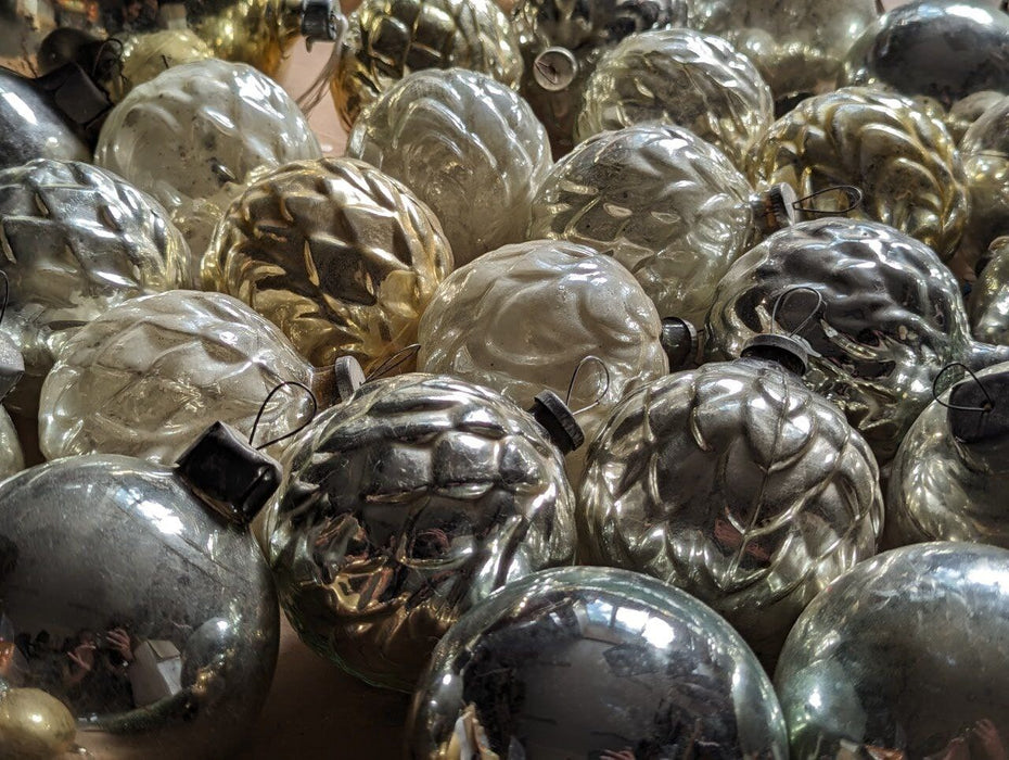 Artichoke Large silver vintage glass Christmas ornaments
