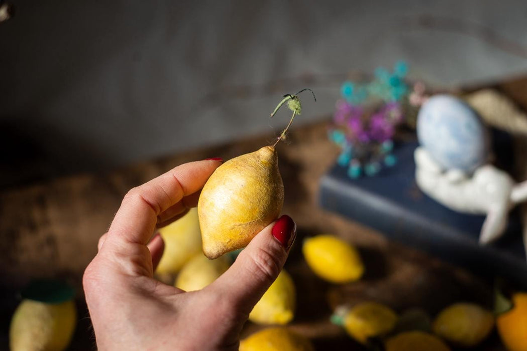 Spun Cotton Lemon Ornaments', Vintage Paper Mache Lemon Ornaments