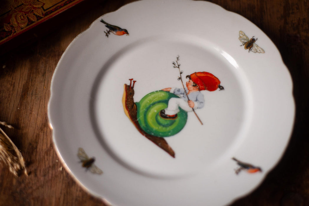 Vintage Bavarian Children Plate - Porcelain Kids Dish With Fairy Tale Design
