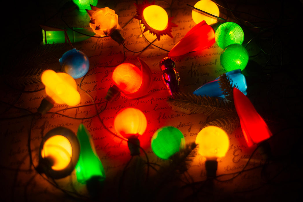 Vintage Space Christmas Lights, Rocket Tree Garland, Working Retro Christmas String Lights