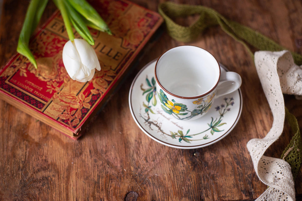 Vintage Villeroy & Boch Botanica Espresso Cup and Saucer Floral Porcelain