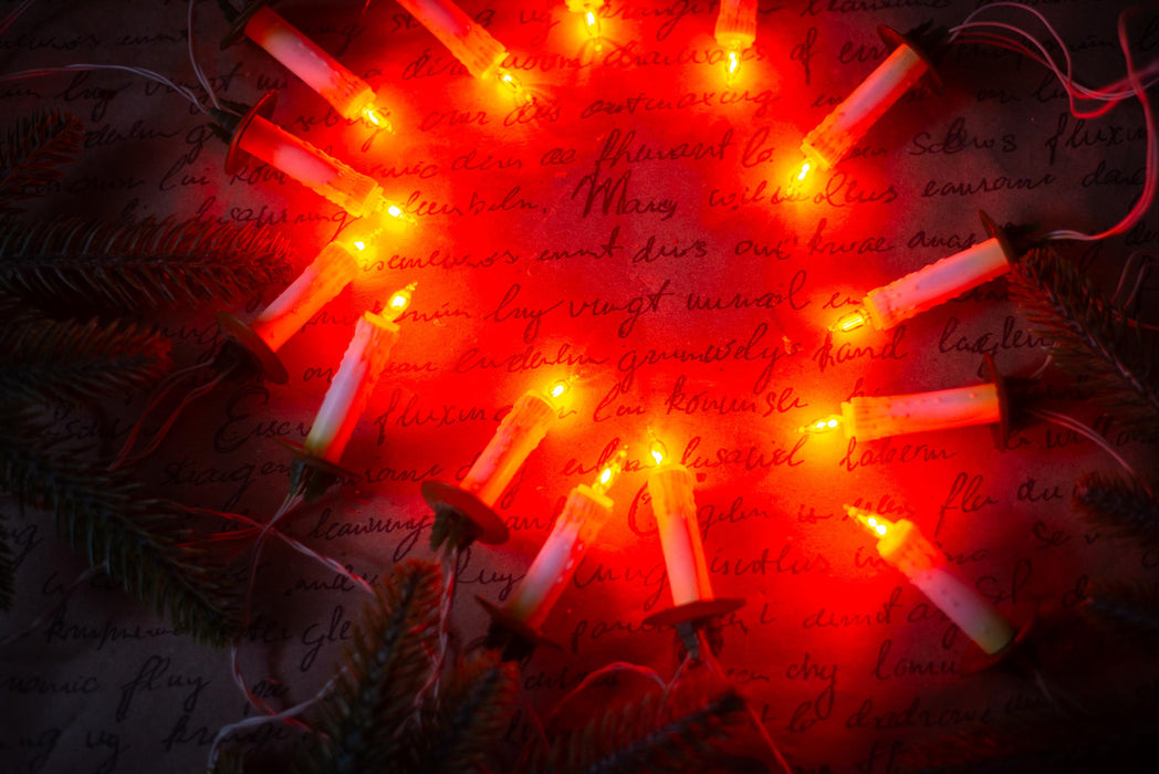 Vintage Clip On Candle Tree Lights, Retro Christmas Garland, Working Long String Lights