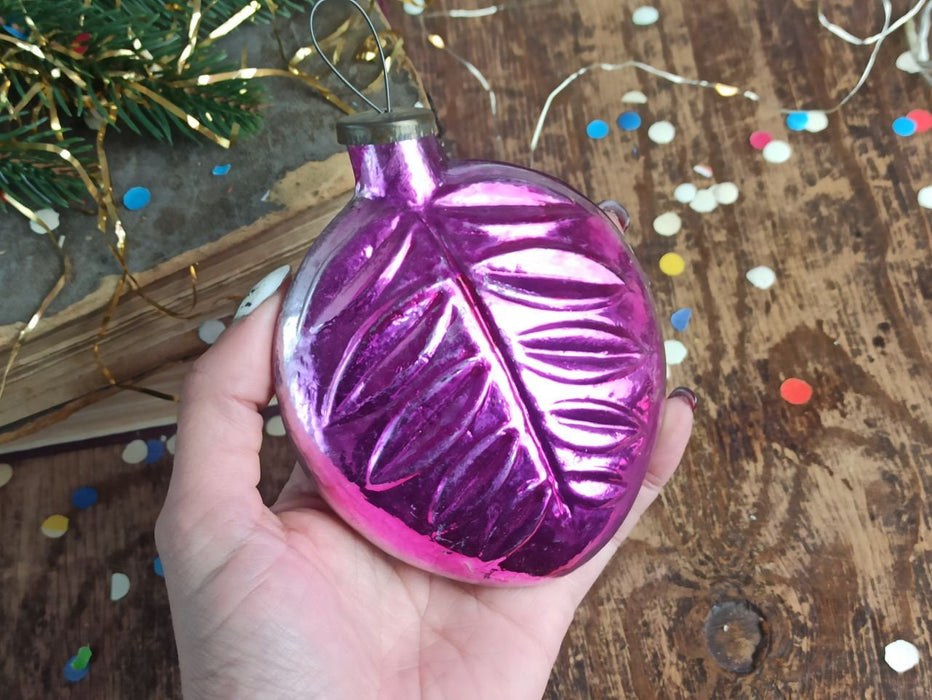 Large Vintage Glass Leaf Ornaments, Retro European