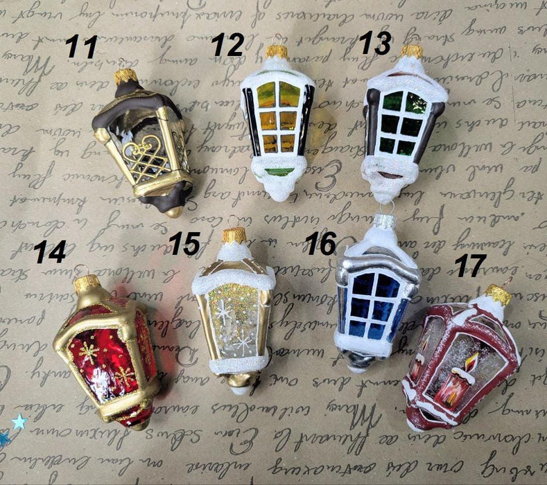 Christmas lantern glass ornament, Rustic Xmas tree