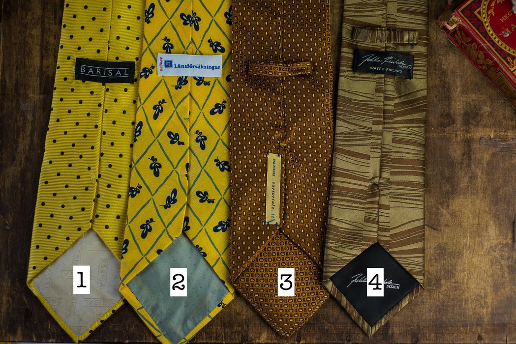 Vintage Silk Neckties, Designer Wedding Tie Collection, Yellow Brown Formal Ties