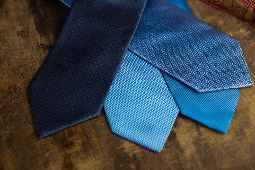 Vintage Blue Silk Neckties, Designer Wedding Tie Collection, Formal Business Neckties