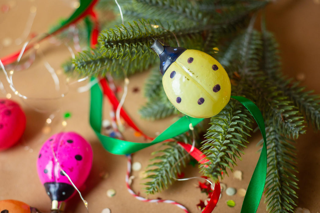 Ladybug Christmas Ornament, Vintage Glass Christmas Tree