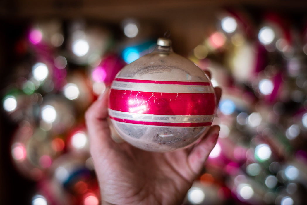 6–24 Vintage Glass Christmas Ornaments – Striped Retro Baubles Random Set
