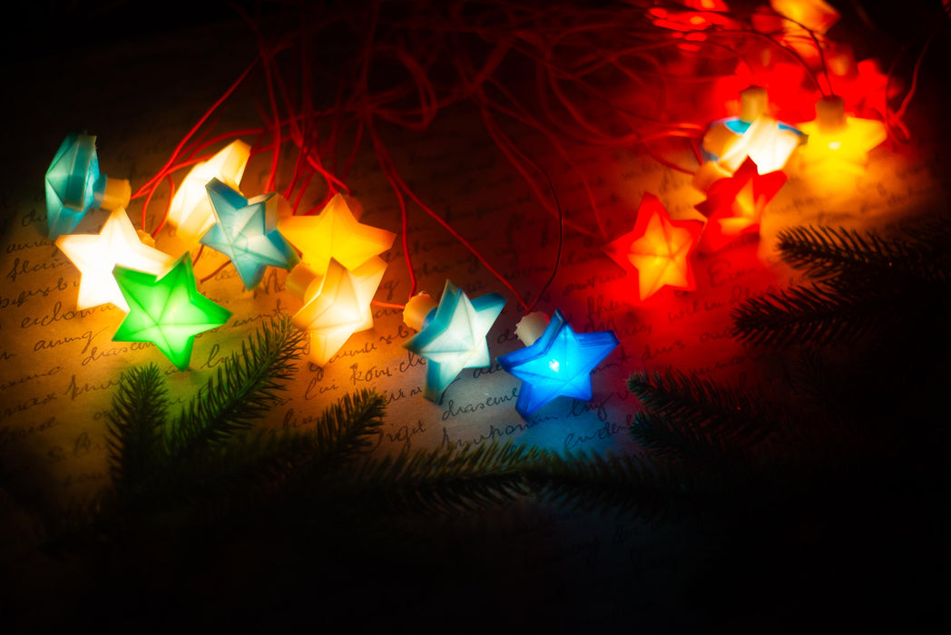 Vintage Star Christmas Lights, Retro Christmas Tree Garland, Working Christmas String Lights
