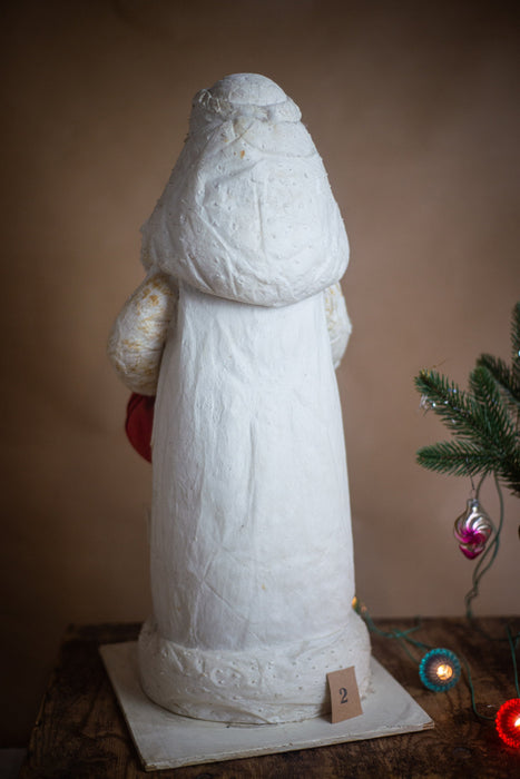 21" Spun cotton vintage Santa Claus figurine in a white coat