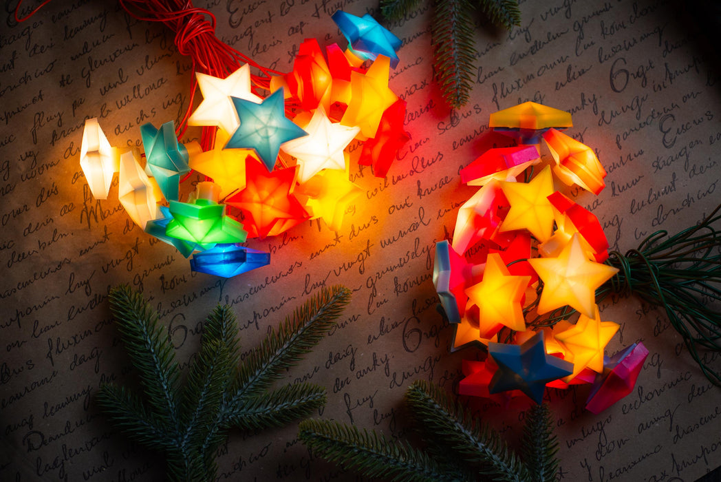 Vintage Star Christmas Lights, Retro Christmas Tree Garland, Working Christmas String Lights