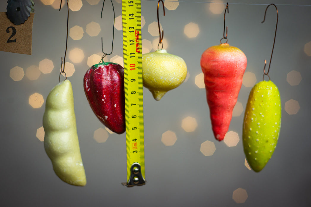 Vintage Vegetable Christmas Ornaments, 1970s Shatterproof