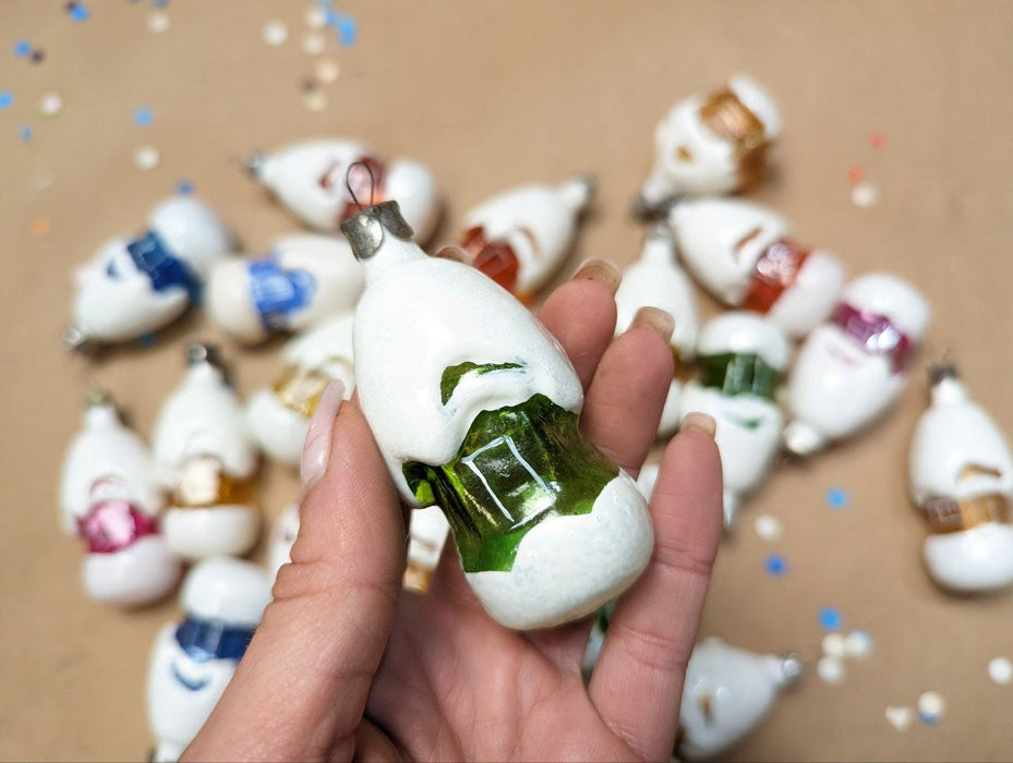 Vintage Glass House Christmas Ornament, Snowy Cottage