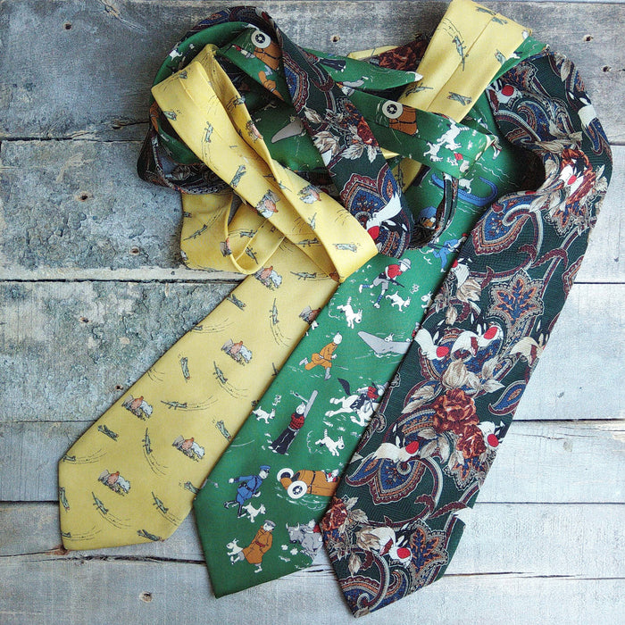 Vintage Cartoon Necktie Collection, 90s Novelty Silk Tie, Geek Chic Mens Fashion