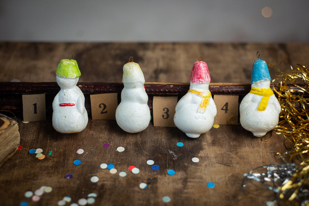 1960s Foam Plastic Snowman Ornaments, Soviet Retro