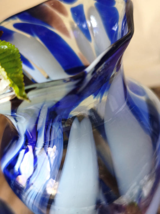 Vintage Murano Style Glass Vase, Cobalt Blue Art Glass, 1970s Bud Vase
