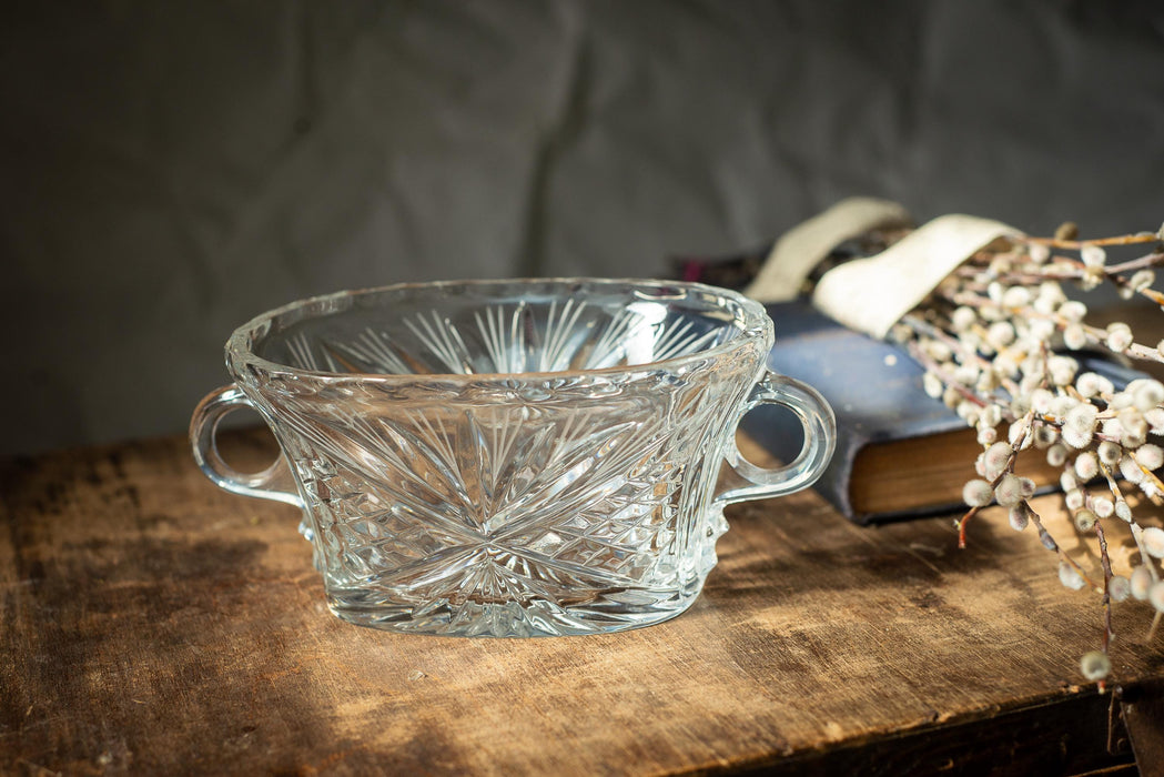 Vintage Cut Crystal Ice Bowl with Handles – 1970s