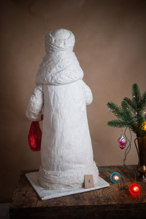21" Spun cotton vintage Santa Claus figurine in a white coat