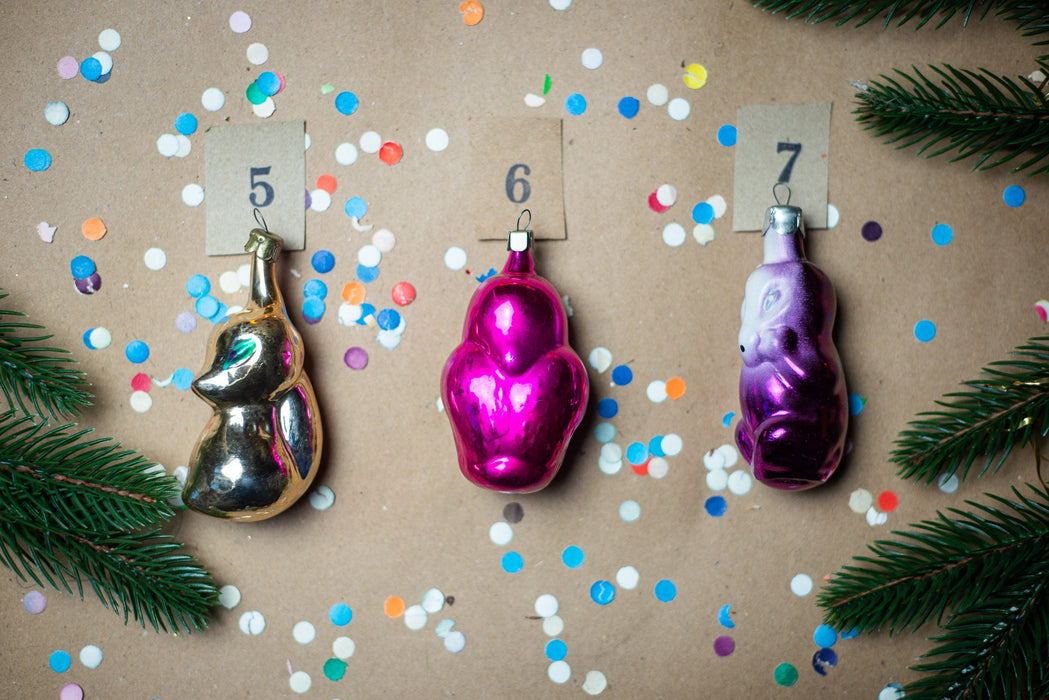 Vintage Glass Animal Christmas Ornaments, Mid Century
