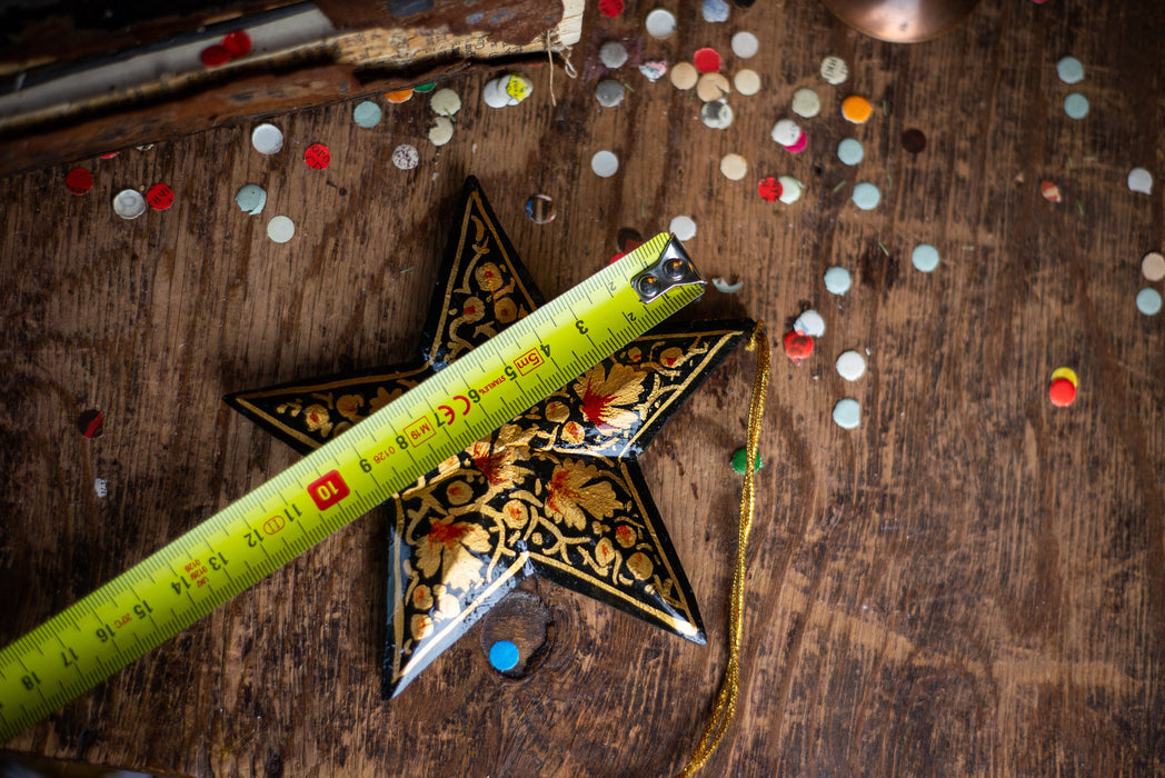 Vintage Wooden Star Ornament, Hand Painted German