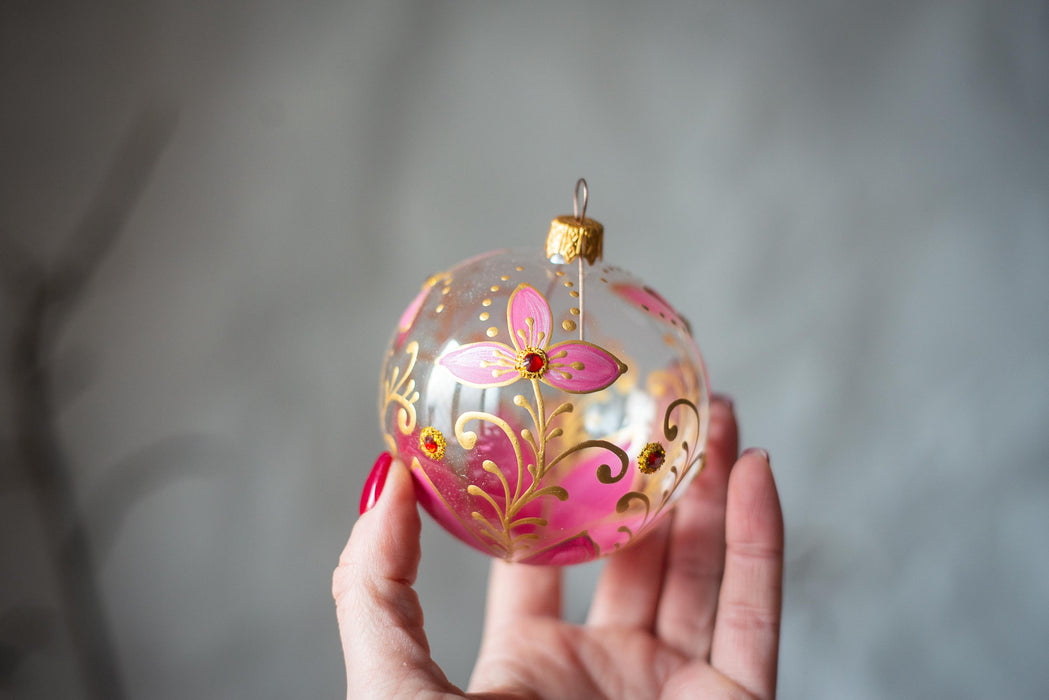 Clear Glass Baubles – Hand Painted Floral Easter Tree Ornaments | Spring Home Decor