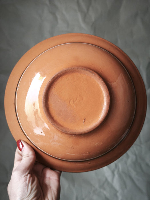 Vintage Ceramic Bowl - Rustic Serving Dish With Hand-Painted Folk Art Pottery