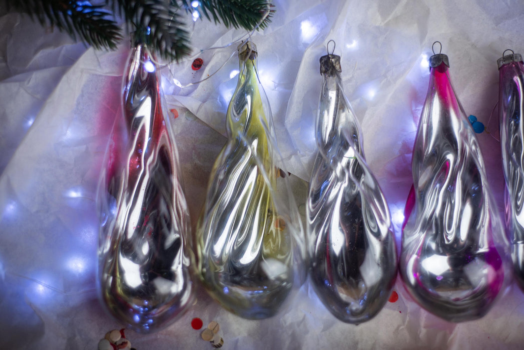 Vintage Mercury Glass Christmas Ornaments, Soviet Tree Baubles