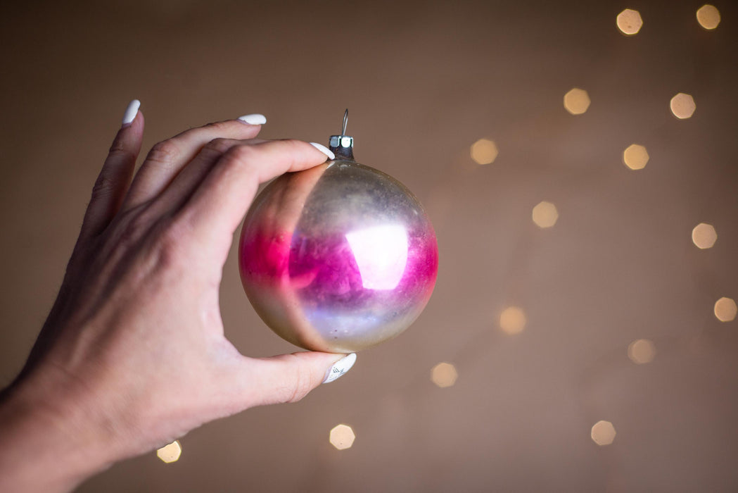 Rainbow Vintage Glass Christmas Ornaments – 1970s Boho Xmas Set (3–12 pcs)