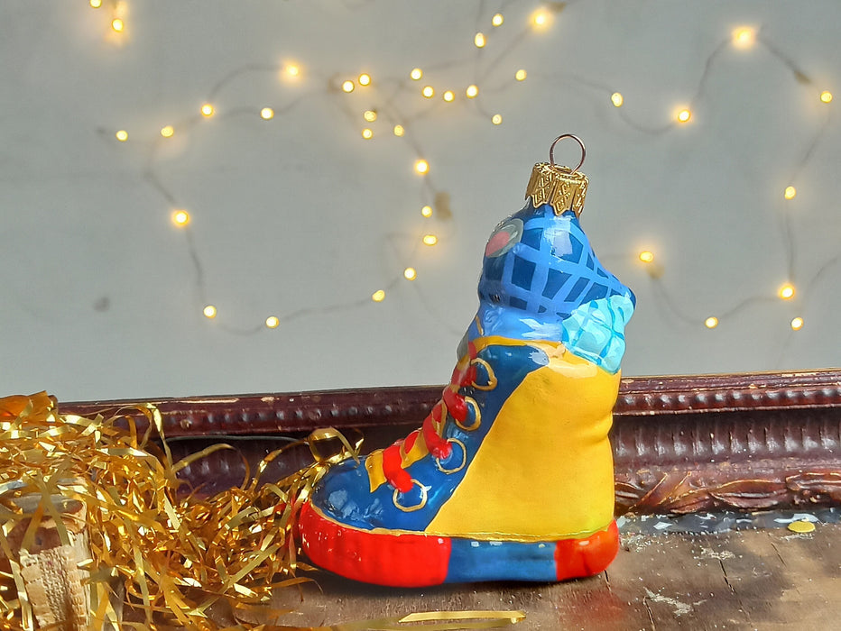 Vintage Glass Mouse Ornament in Shoe, Hand Painted
