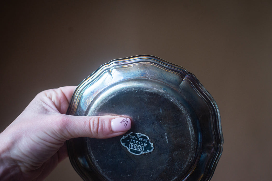 Vintage Silver-Plated Dish – Elegant Trinket Plate & Jewelry Storage Organizer