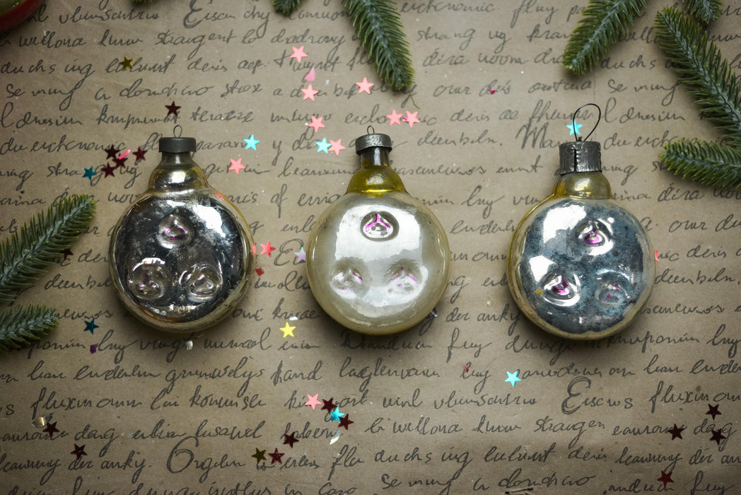 Vintage Clock Glass Christmas Ornament, Retro Holiday