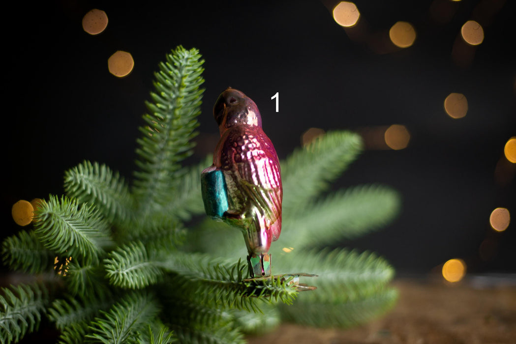Vintage Glass Parrot Ornament, Whimsical Doctor Dolittle