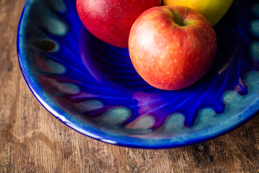Cobalt Blue Serving Bowl – Vintage Large Ceramic Salad Plate for Pasta