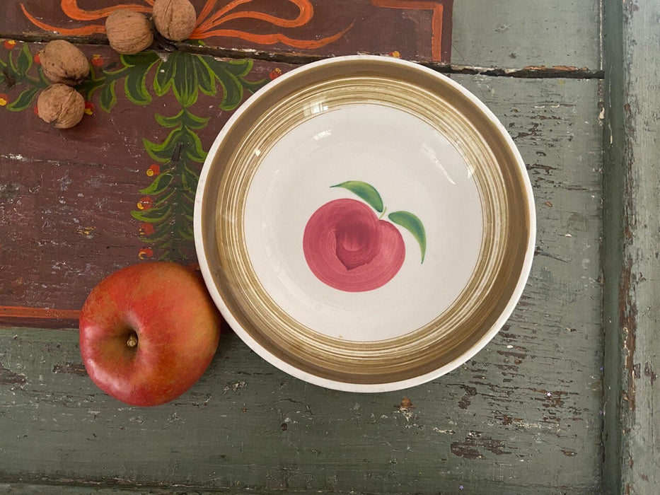 Rustic Ceramic Plate Featuring Hand Painted Apple Folk Art Pottery Decor