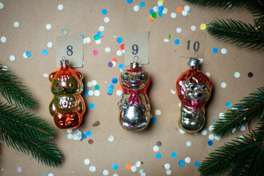 Vintage Glass Animal Christmas Ornaments, Mid Century