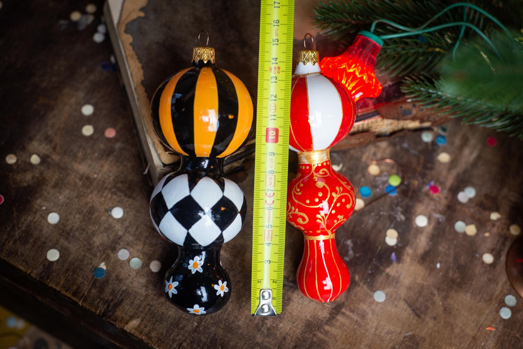 Hand-Painted Circus Harlequin Christmas Glass Ornament