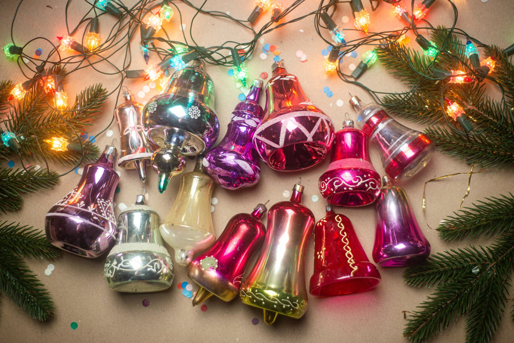 Bells vintage glass Christmas ornaments, Xmas hanging