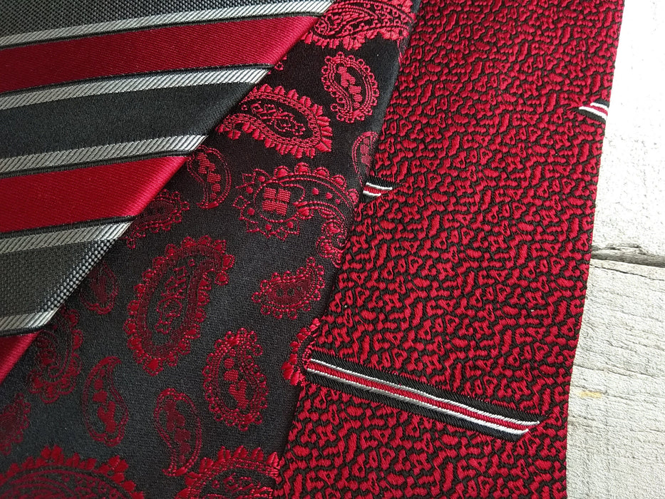 Vintage Silk Ties – Burgundy Necktie | Paisley, Striped & Skinny Printed Styles
