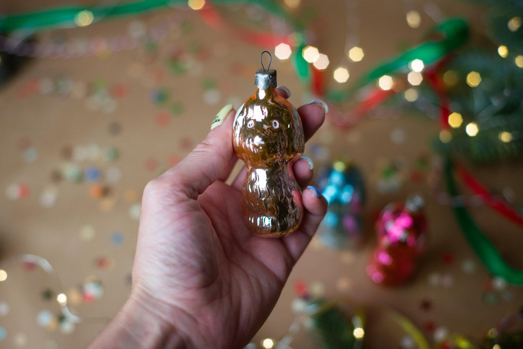 Vintage goldendoodle Glass Christmas Ornament