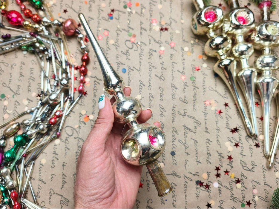 Vintage Silver Glass Christmas Tree Topper – 1950s