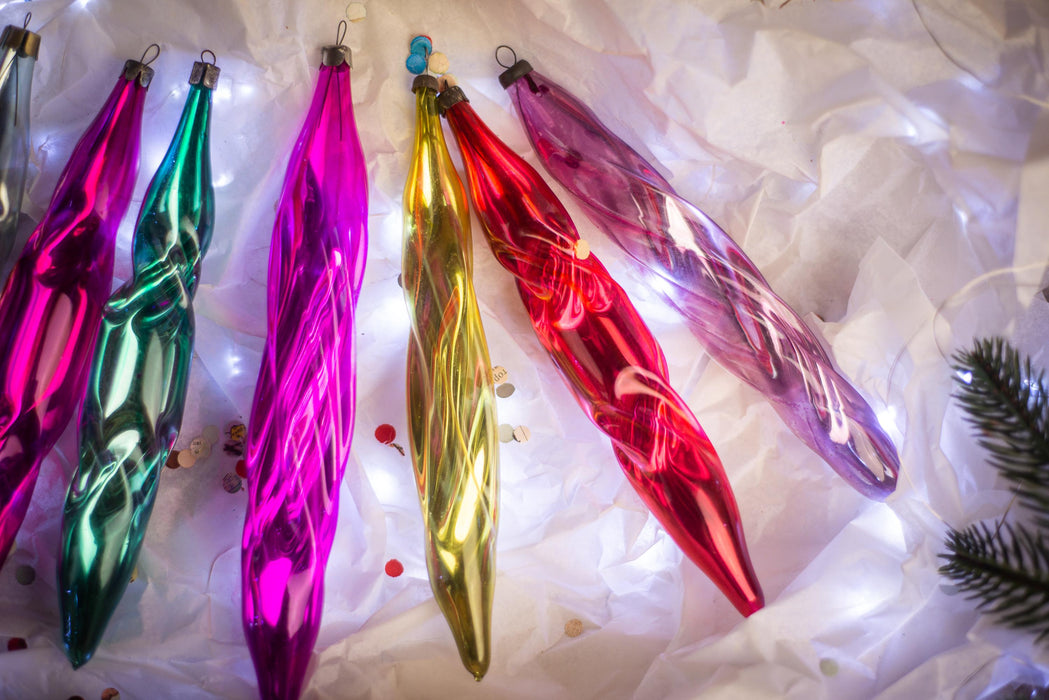 Glass icicles, Big vintage Christmas tree hanging