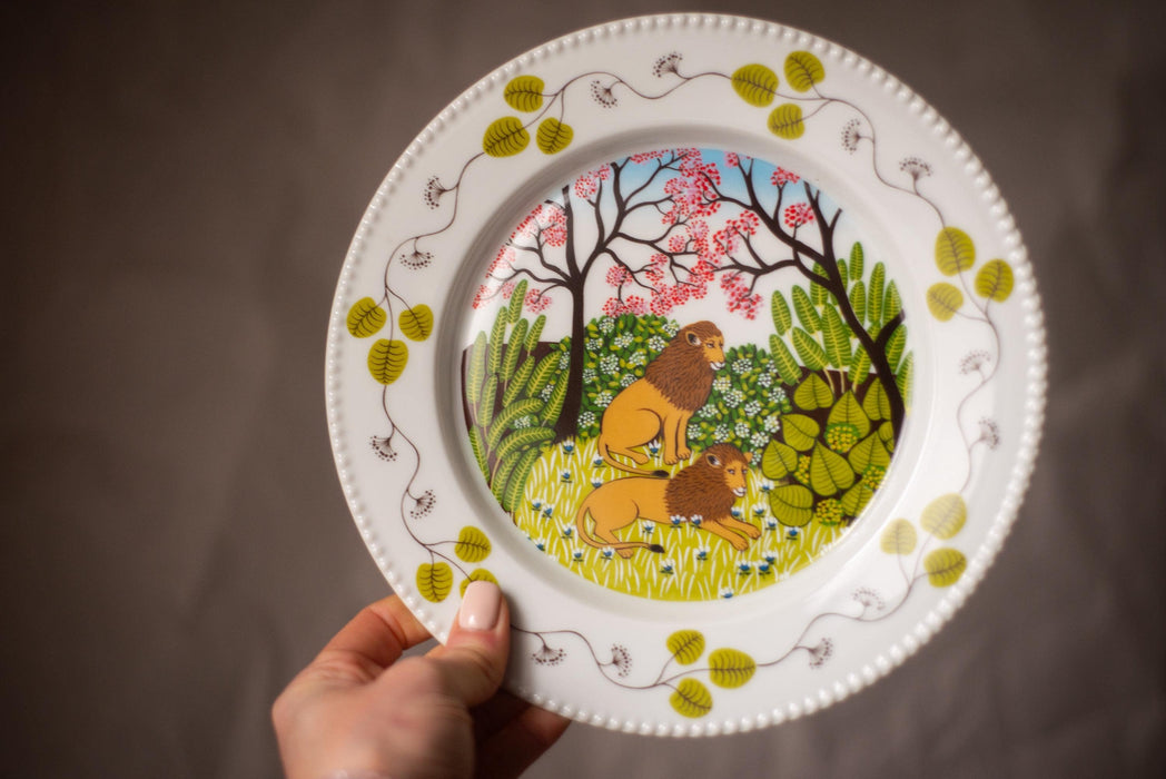 Paradies Porcelain Plate Set – Vintage German Porcelain, Hand Painted Peacock Bird Design