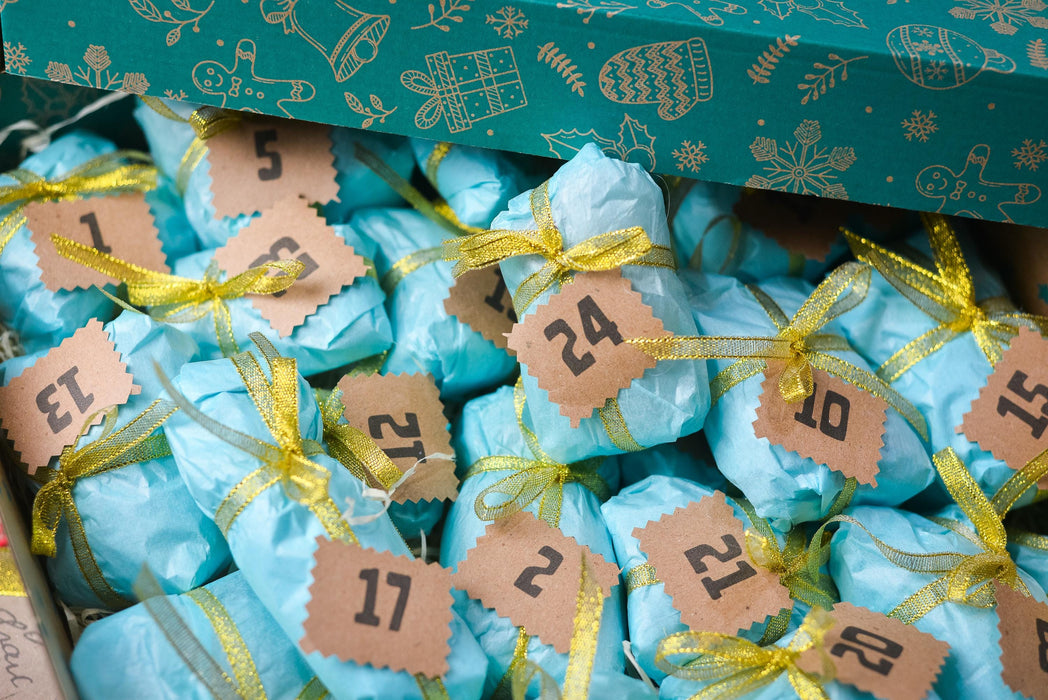24 Days Advent Calendar with Vintage Glass Ornaments, Unique Xmas Gift Box, Holiday Countdown