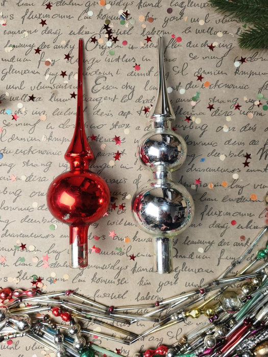 Hand-Painted Glass Christmas Tree Topper – Colorful Finial