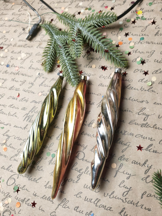 Vintage Large Glass Icicle Ornaments – 1970s, Set of 6