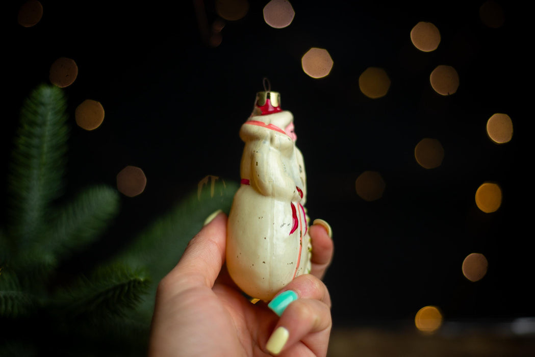Vintage Glass Santa Claus Ornament, Mid Century Old World
