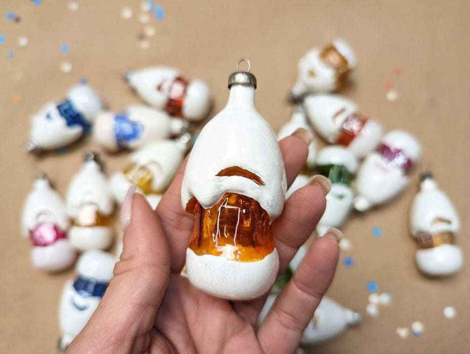 Vintage Glass House Christmas Ornament, Snowy Cottage