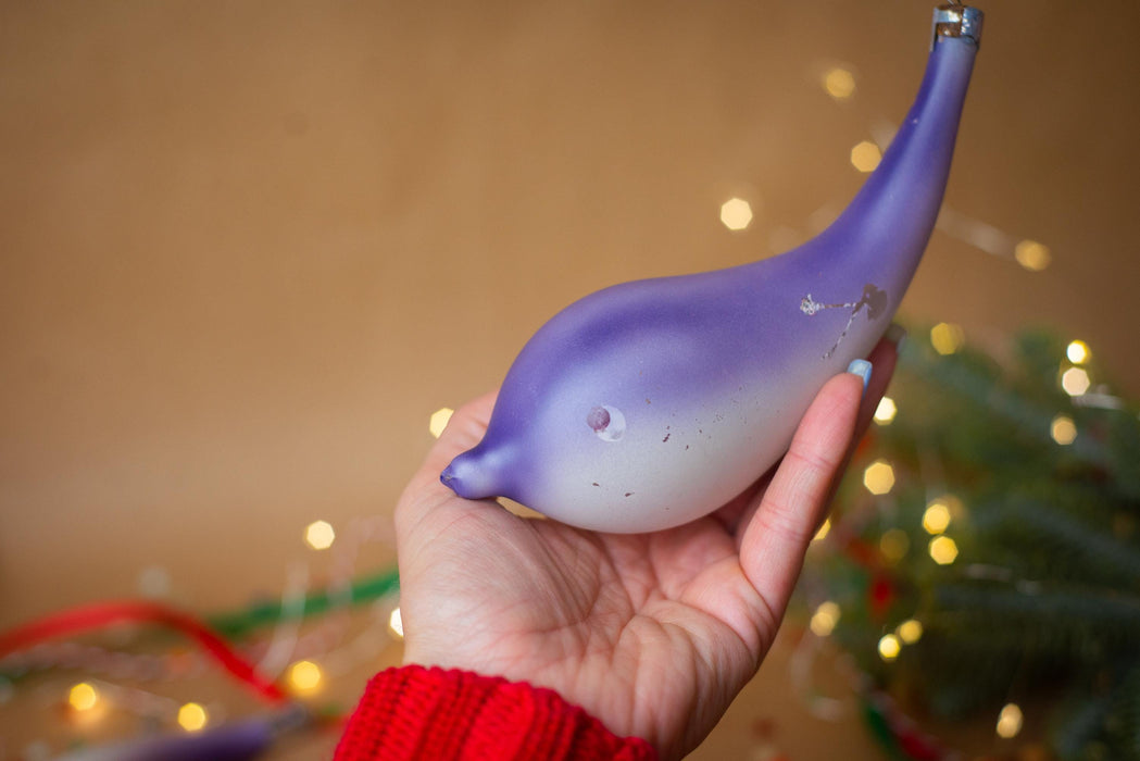 Vintage Purple Ombre Glass Dolphin Christmas Ornament